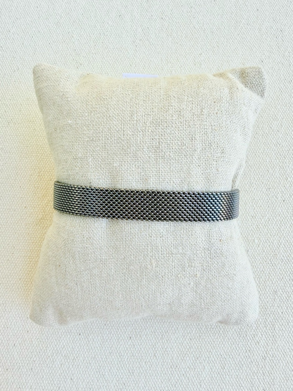 *Mesh Bracelet Band* KEEP COLLECTIVE Retired Hematite Adjustable Fold Over Clasp